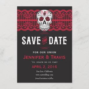 Save The Date Goth Skull Swirl & Lace Wedding Enregistrer les da