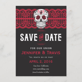 Save The Date Goth Skull Swirl & Lace Wedding Enregistrer les da