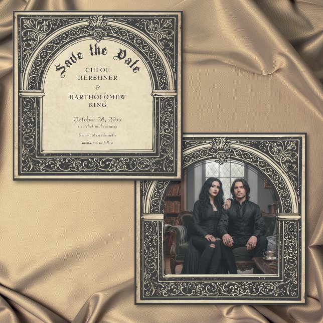 Save The Date Gothic Parchment Medieval Until Death Photo (Gothic Parchment Medieval Until Death Photo Wedding Save the Date Card)