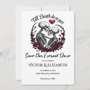Save The Date Gothique Jusqu'à la mort Do us Part Skeleton Rose 