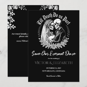 Save The Date Gothique Jusqu'à la mort Noir Élégant Mariage de s
