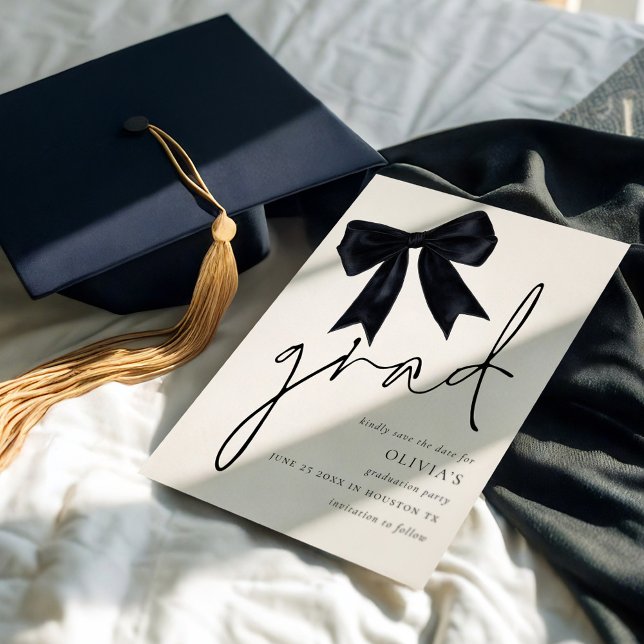 Save The Date Grad de graduation Black Bow Enregistrer la date (Créateur téléchargé)