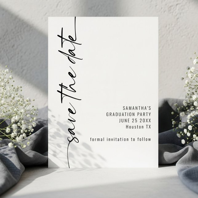 Save The Date Graduation de calligraphie pivotée minimaliste (Créateur téléchargé)