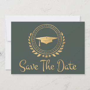 Save The Date Graduation Enregistrer La Date Emblem Or Grad Casq