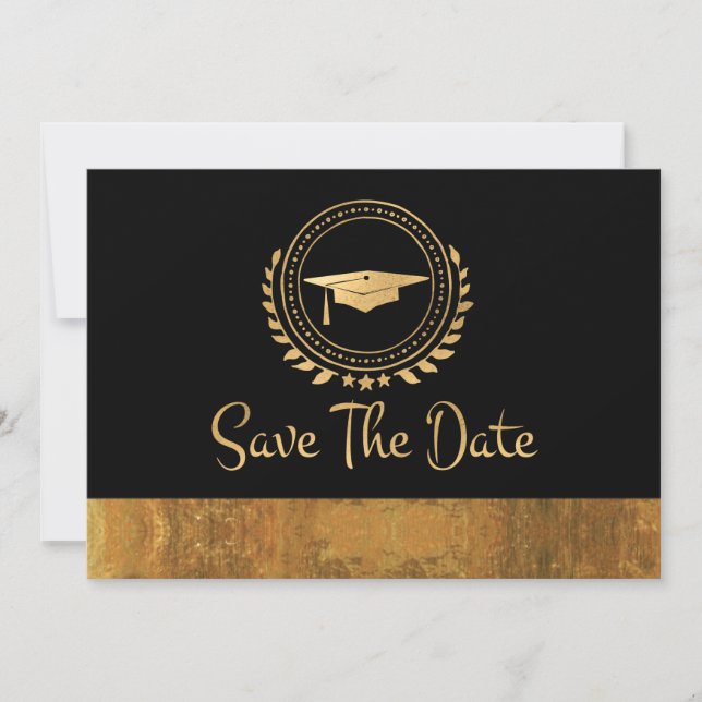 Save The Date Graduation Enregistrer La Date Gold Grad Casquette (Devant)