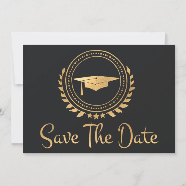 Save The Date Graduation Enregistrer La Date Gold Grad Grey (Devant)