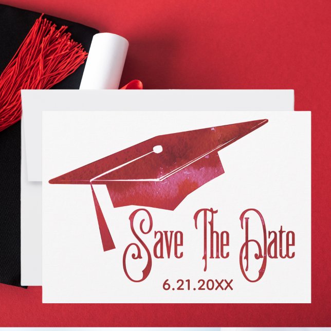 Save The Date Graduation Enregistrer La Date Simple Moderne Roug (Créateur téléchargé)