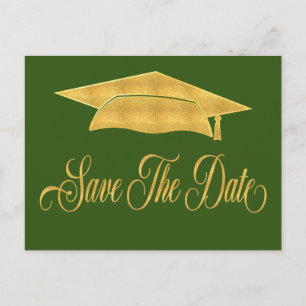 Save The Date Graduation Faux Gold Grad Announcement Postcard
