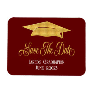 Save The Date Graduation Faux Gold Grad Announcemt Magnet