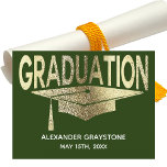 Save The Date Graduation Green & Faux Gold Modern Announcement Postcard<br><div class="desc">Send out this elegant and classy greeb and faux gold graduation postcard to your family and friends. Graduation Save The Date postcard modern and simple design features a graduation cap with faux gold. Green background colour can be changed to the colour of your choice. Modern and simple.</div>