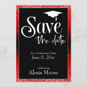 Save the Date Graduation Party Bright Red Ombre Invitation
