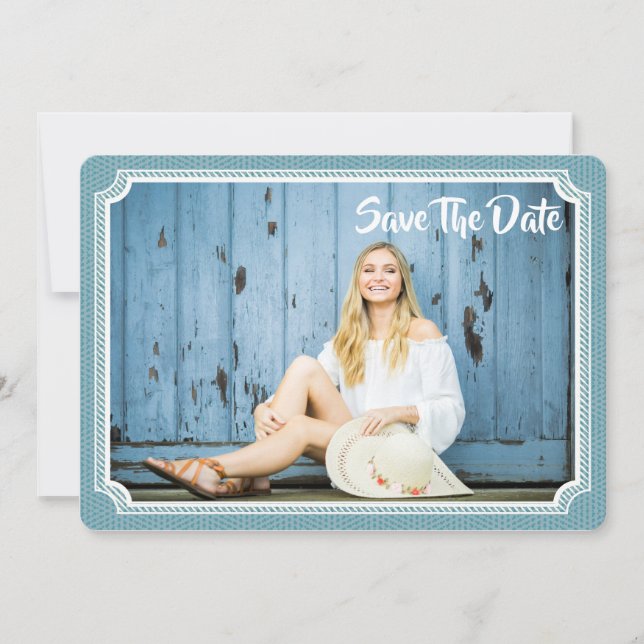 Save The Date Graduation Photo Chic Bleu Vintage Enregistrer La  (Devant)