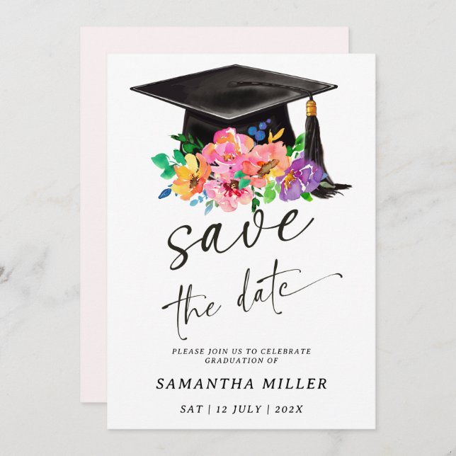 Save The Date Graduation Pink Template (Front/Back)