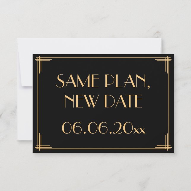 Save The Date Grand Gatsby Art Déco Mariage Même Plan Nouvelle D (Devant)