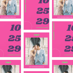 Save The Date Grand & Gras Date Rose Chaud Photo Rétro Mariage