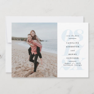 Save The Date Grand jour date audacieuse photo bleu clair