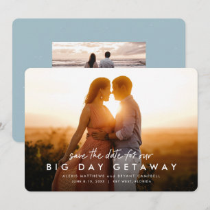Save The Date Grand jour de départ amusant une photo de mariage 