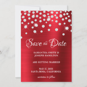 Save The Date Grande huile rouge Confetti en diamant