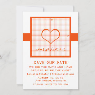 Save The Date Graphique en mathématiques de coeur orange Enregis