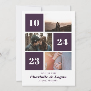 Save The Date Gras Blocages de la photo Plum Three