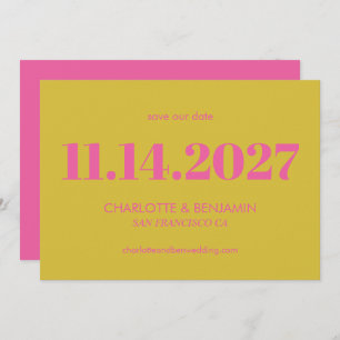 Save The Date Gras Bright rose et jaune typographie moderne