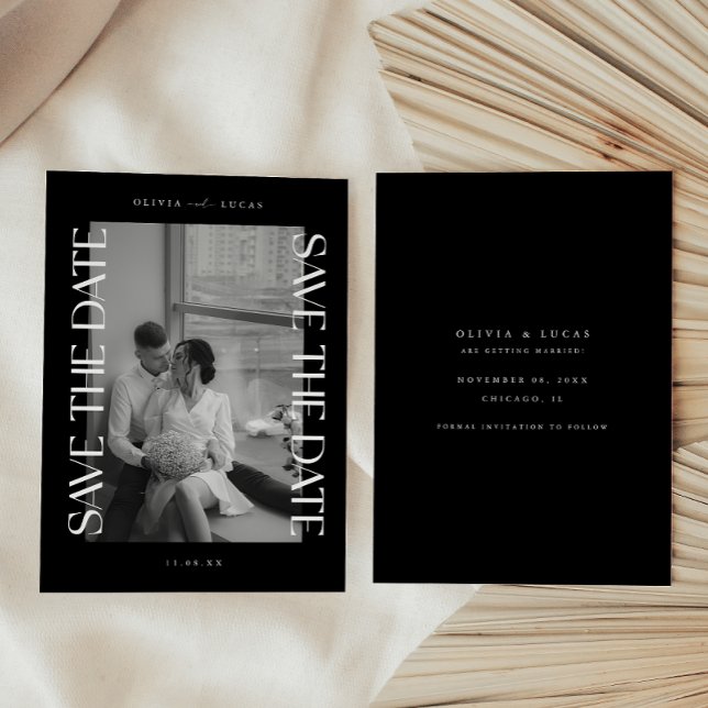 Save The Date Gras moderne Mariage noir photo (Créateur téléchargé)
