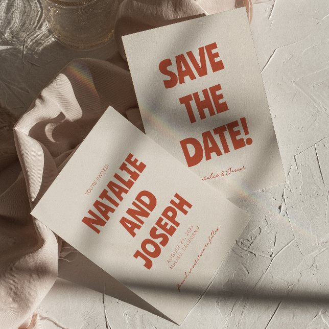Save The Date Gras simple brillant Funky rétro Mariage unique (Créateur téléchargé)