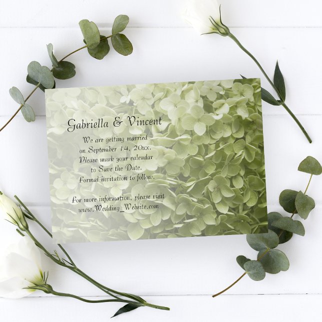 Save The Date Green Annabelle Hydrangea Wedding Enregistrer la d (Créateur téléchargé)