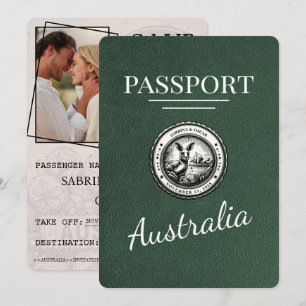 Save The Date Green Australia Passport Enregistrer La Date