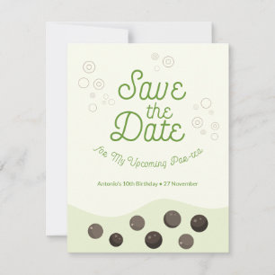 Save The Date Green Axolotl Bubble Thé Par Thé Fête d'Anniversai