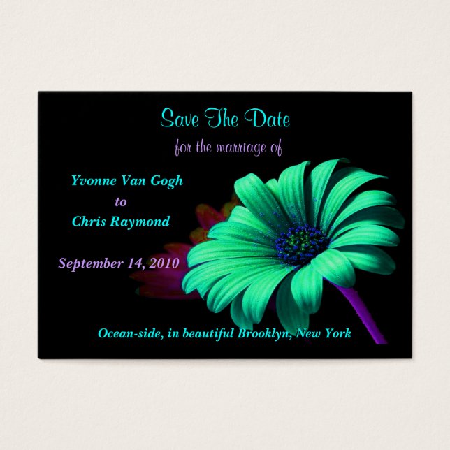 Save The Date Green Blue Daisy (Front)