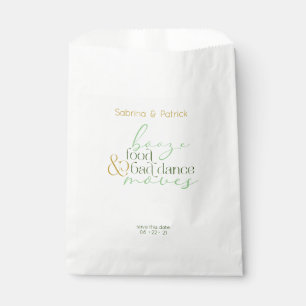 Save the Date Green Booze Food Bad Dance Moves Favour Bag