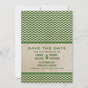 Save The Date Green Chic Chevron Enregistrer l'Invitation de dat