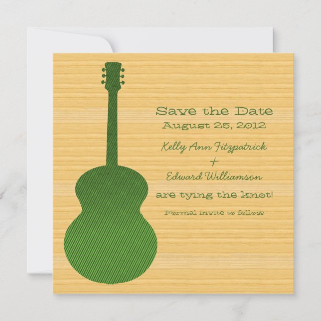 Save The Date Green Country Guitar Enregistrer la date Invitatio (Devant)