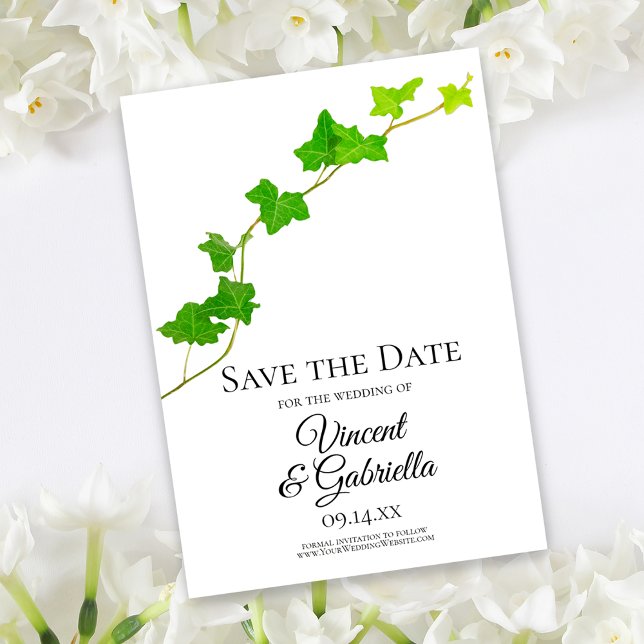 Save The Date Green English Ivy Wedding Enregistrer la date (Créateur téléchargé)