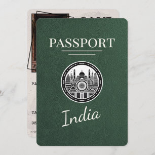 Save The Date Green India Passport Enregistrer La Date