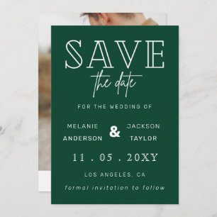 Save The Date Green Modern Calligraphy Photo Enregistrer La Date