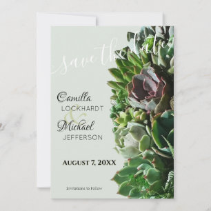 Save The Date Green Succulent Wedding Enregistrer la date Invita