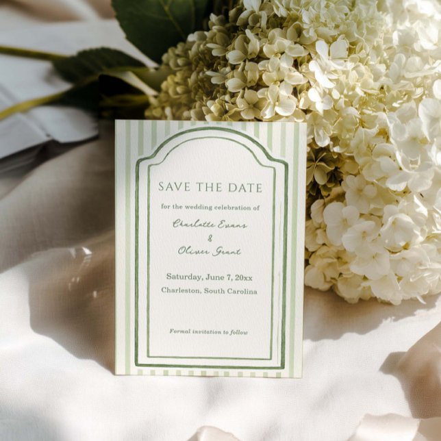 Save The Date Green Wedding Striped (Créateur téléchargé)