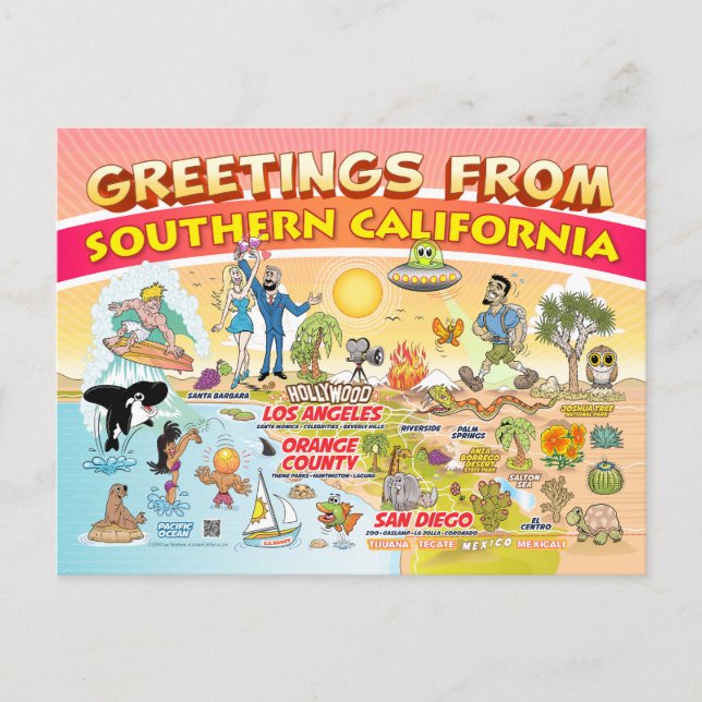 Save the Date Greetings from Socal Postcard (Front)
