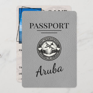 Save The Date Grey Aruba Passeport Enregistrer La Date