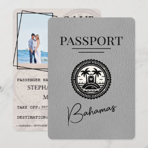 Save The Date Grey Bahamas Passport Enregistrer La Date