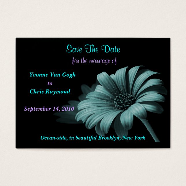 Save The Date Grey Blue Daisy (Front)
