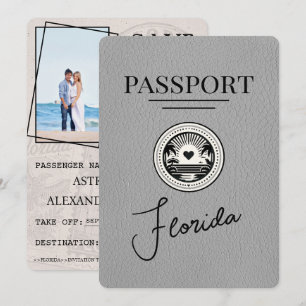 Save The Date Grey Florida Passeport Enregistrer La Date