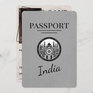 Save The Date Grey India Passeport Enregistrer La Date