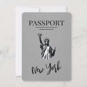 Save The Date Grey New York City Passport Enregistrer La Date