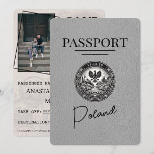 Save The Date Grey Pologne Passeport Enregistrer La Date