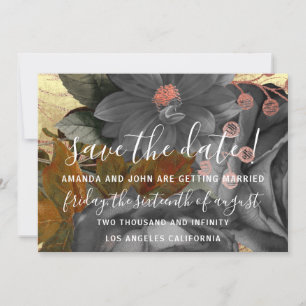 Save The Date Grey Wreath Golden