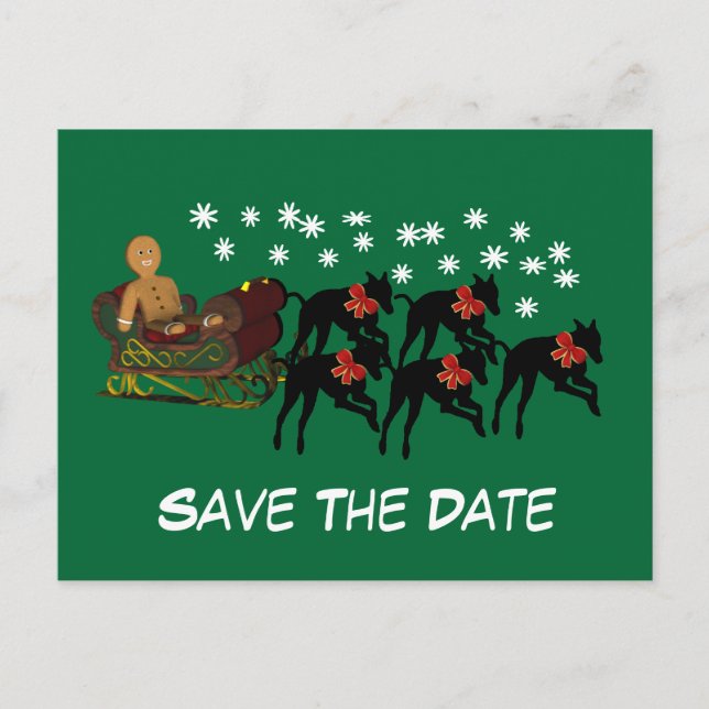 Save The Date Greyhound Christmas Holiday Postcard (Front)