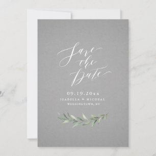 Save The Date Gris Calligraphie simple rustique mariage
